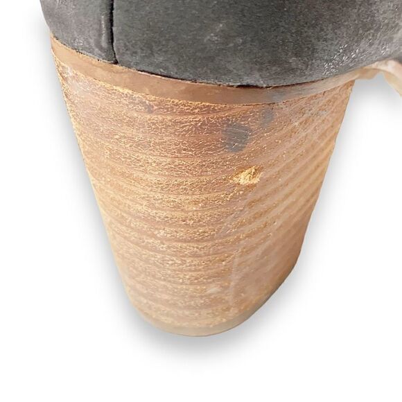 Toms Women’s Lunata Leather Lace Up Ankle Booties Black Stacked Block Heel Sz 7 - Picture 7 of 11